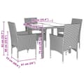 Miniatyrbillede 7 af 11: vidaXL spisebordssæt til haven 5dele m. hynder polyrattan og glas sort