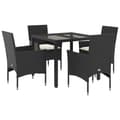 Miniatyrbillede 2 af 11: vidaXL spisebordssæt til haven 5dele m. hynder polyrattan og glas sort