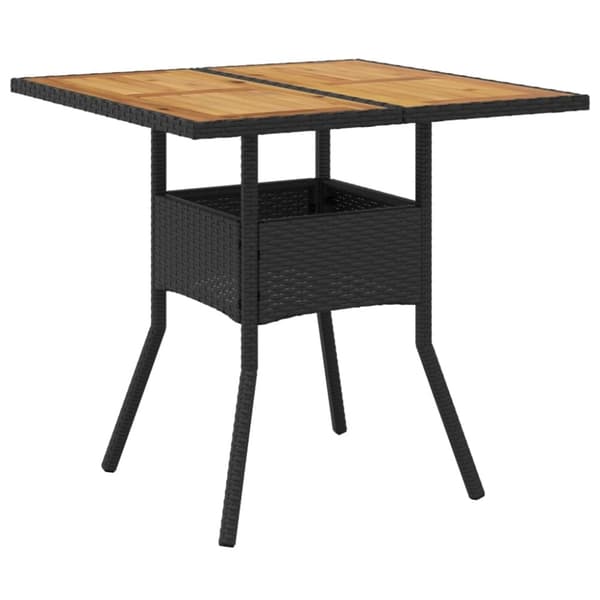 vidaXL spisebordssæt til haven 3dele m. hynder polyrattan og glas sort