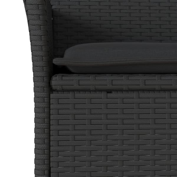 vidaXL spisebordssæt til haven 3dele m. hynder polyrattan og glas sort