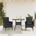 Miniatyrbillede 1 af 11: vidaXL spisebordssæt til haven 3dele m. hynder polyrattan og glas sort