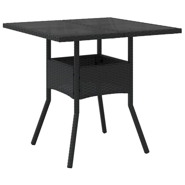 vidaXL spisebordssæt til haven 5dele m. hynder polyrattan og glas sort