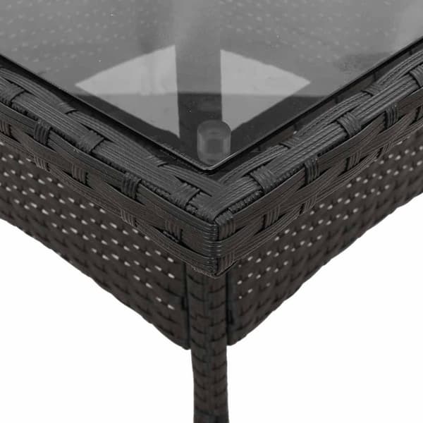 vidaXL spisebordssæt til haven 5dele m. hynder polyrattan og glas sort