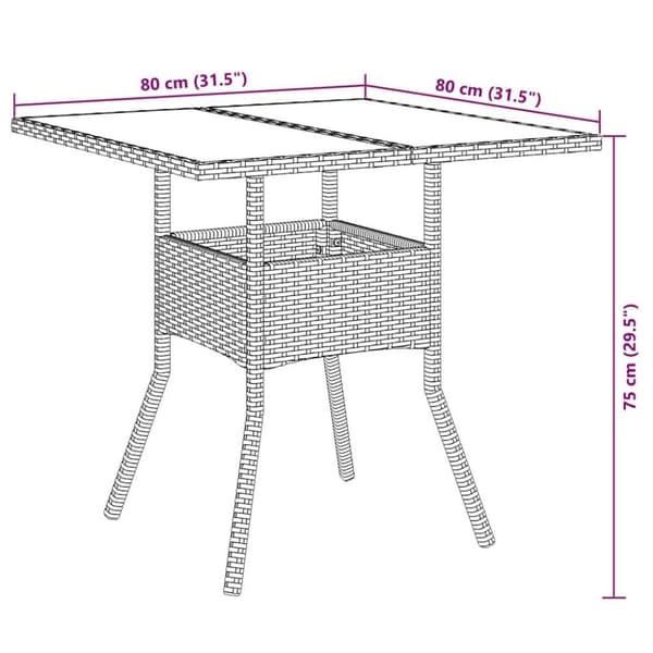 vidaXL spisebordssæt til haven 5dele m. hynder polyrattan og glas sort
