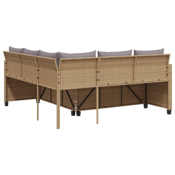 vidaXL Trädgårdssoffa med bord och dynor L-formad beige konstrotting