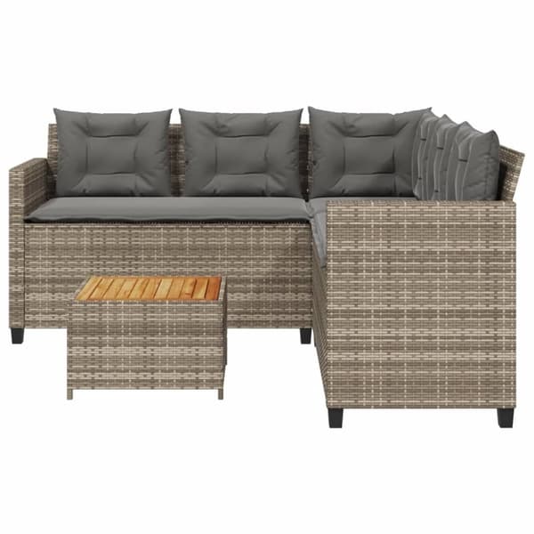 vidaXL havesofa med bord og hynder L-formet polyrattan grå