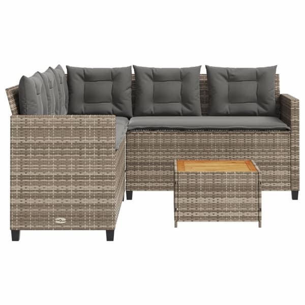 vidaXL havesofa med bord og hynder L-formet polyrattan grå