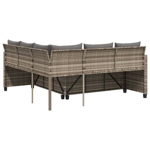 vidaXL havesofa med bord og hynder L-formet polyrattan grå