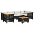 Miniatyrbillede 2 af 11: vidaXL sofasæt til haven 7 dele med hynder polyrattan sort