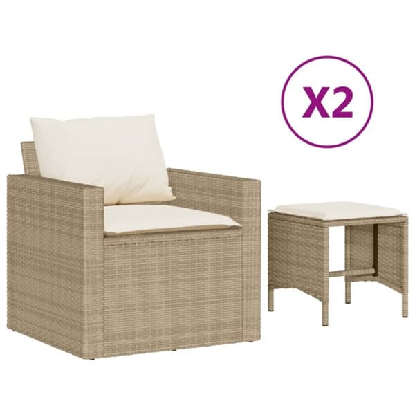 vidaXL sofasæt til haven 4 dele med hynder polyrattan beige