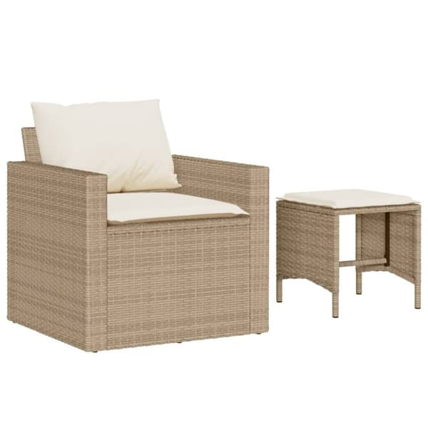 vidaXL sofasæt til haven 4 dele med hynder polyrattan beige