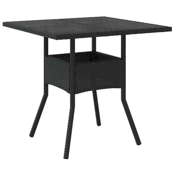 vidaXL Matgrupp för trädgård med dynor 3 delar svart konstrotting&glas