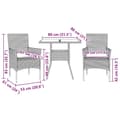 Miniatyrbild 7 av 11: vidaXL Matgrupp för trädgård med dynor 3 delar svart konstrotting&glas