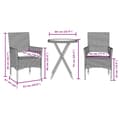 Miniatyrbild 7 av 10: vidaXL Bistrogrupp med dynor 3 delar beige konstrotting och glas