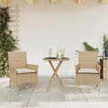 Miniatyrbild 1 av 10: vidaXL Bistrogrupp med dynor 3 delar beige konstrotting och glas