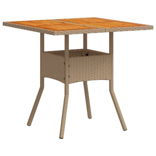 vidaXL spisebordssæt til haven 3dele m. hynder polyrattan akacie beige