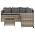 Miniatyrbillede 4 af 11: vidaXL havesofa med bord og hynder L-formet polyrattan grå