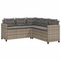 Miniatyrbillede 5 af 11: vidaXL havesofa med bord og hynder L-formet polyrattan grå