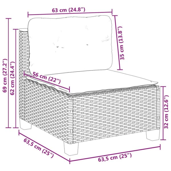 vidaXL sofasæt 5 dele med hynder polyrattan grå