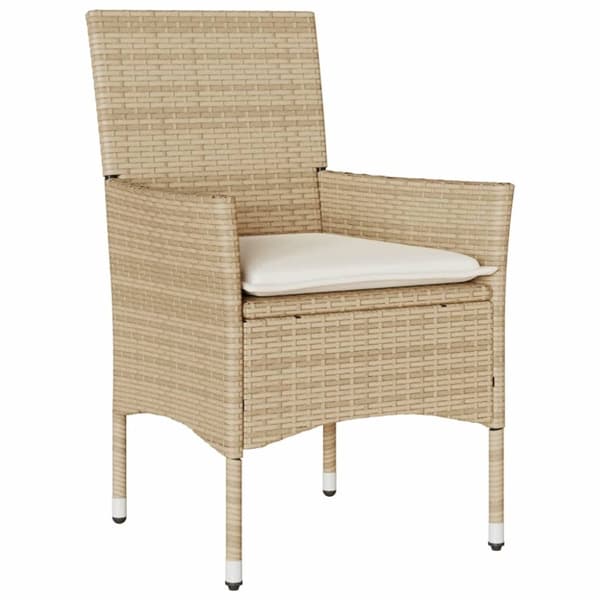 vidaXL spisebordssæt til haven 7dele m. hynder polyrattan akacie beige