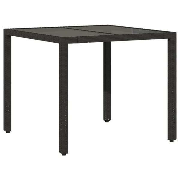 vidaXL spisebordssæt til haven 3dele m. hynder polyrattan og glas sort