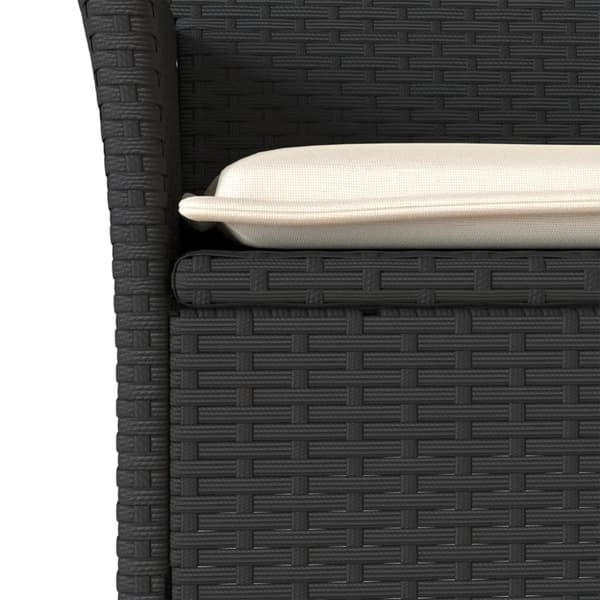 vidaXL spisebordssæt til haven 3dele m. hynder polyrattan og glas sort