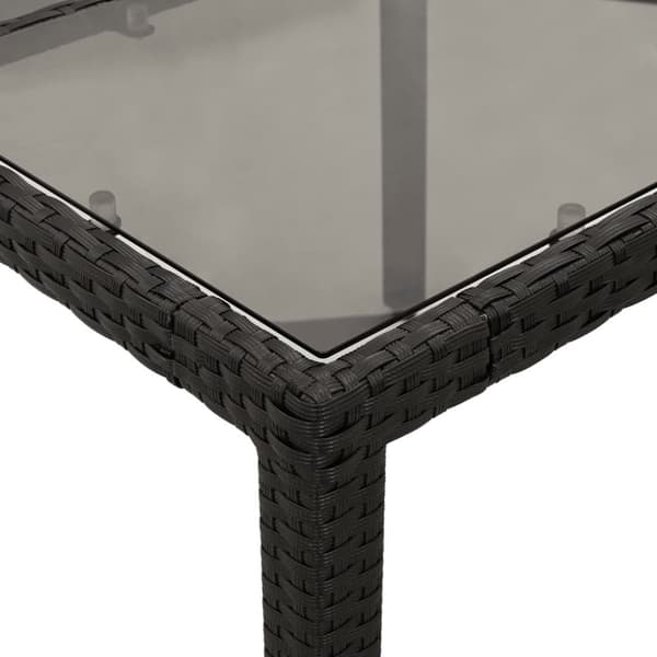 vidaXL spisebordssæt til haven 3dele m. hynder polyrattan og glas sort