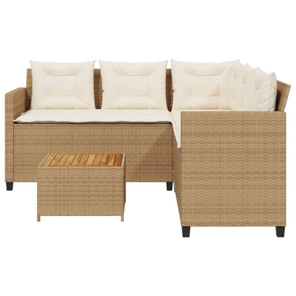 vidaXL havesofa med bord og hynder L-formet polyrattan beige
