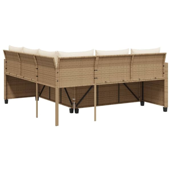 vidaXL havesofa med bord og hynder L-formet polyrattan beige