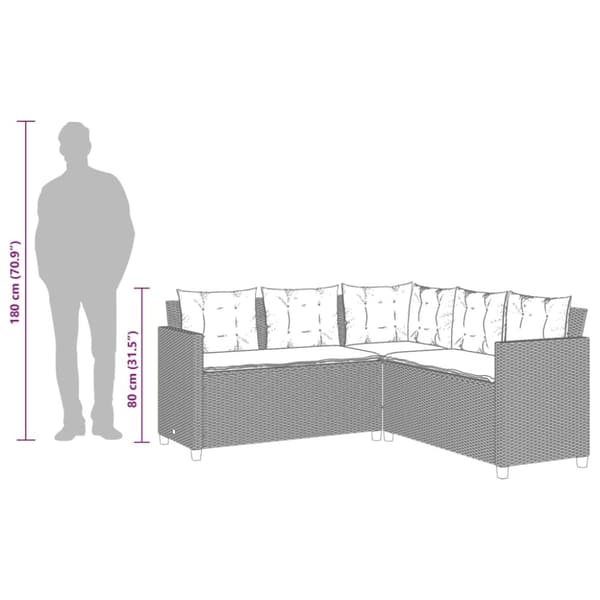 vidaXL havesofa med bord og hynder L-formet polyrattan beige