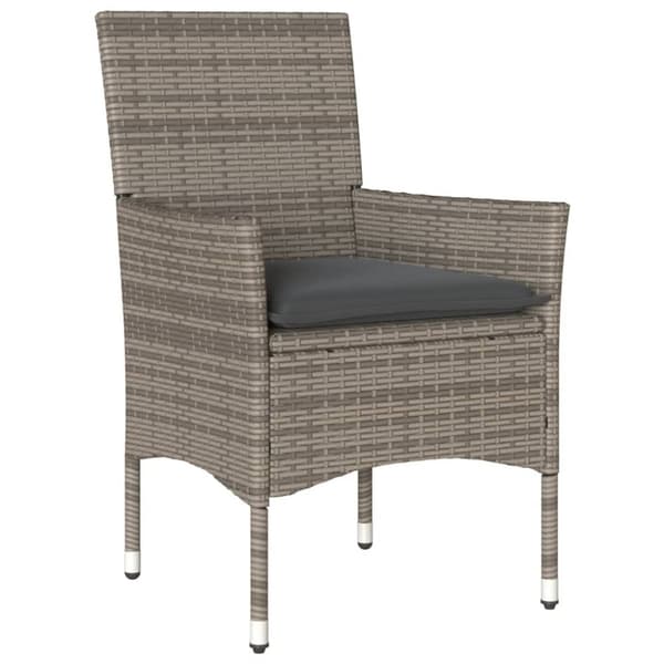 vidaXL spisebordssæt til haven 5dele med hynder polyrattan og glas grå