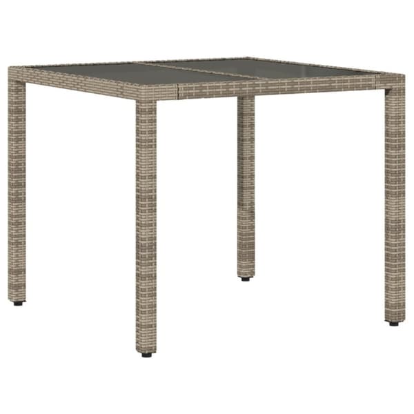 vidaXL spisebordssæt til haven 5dele med hynder polyrattan og glas grå