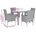 Miniatyrbillede 7 af 10: vidaXL spisebordssæt til haven 5dele med hynder polyrattan og glas grå