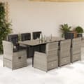 Miniatyrbillede 1 af 11: vidaXL spisebordssæt til haven 9 dele med hynder polyrattan lysegrå