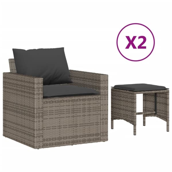 vidaXL sofasæt til haven 4 dele med hynder polyrattan grå