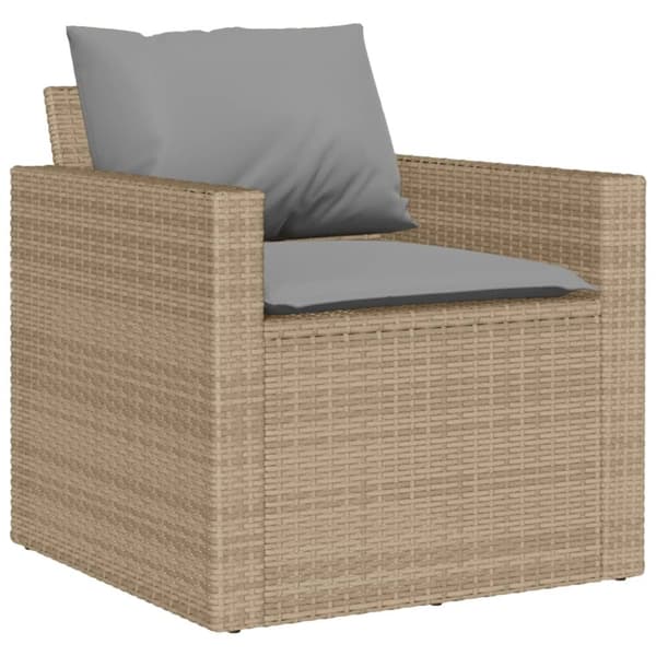 vidaXL Soffgrupp för trädgård med dynor 4 delar beige konstrotting