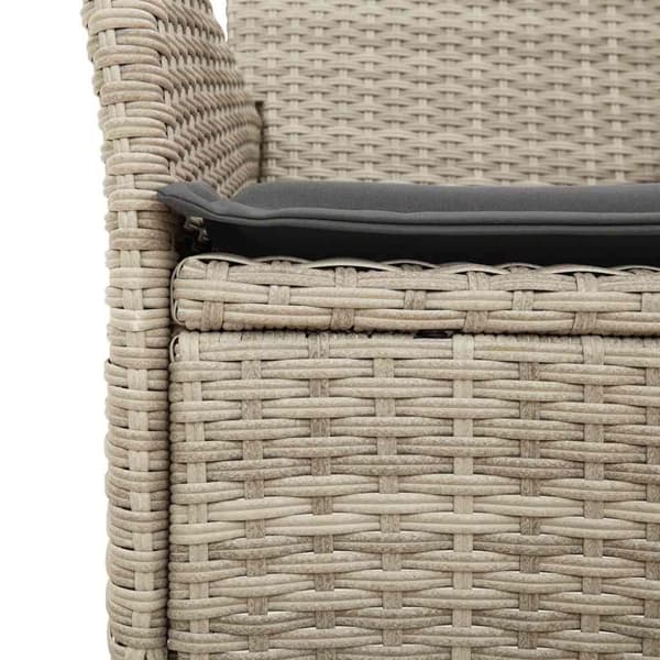 vidaXL spisebordssæt til haven 7 dele m. hynder polyrattan og glas grå