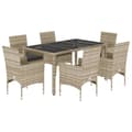 Miniatyrbillede 2 af 11: vidaXL spisebordssæt til haven 7 dele m. hynder polyrattan og glas grå