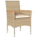 Miniatyrbillede 3 af 10: vidaXL spisebordssæt til haven 3dele m. hynder polyrattan akacie beige