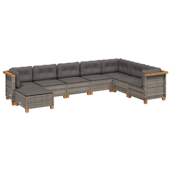 vidaXL sofasæt til haven 8 dele med hynder polyrattan grå