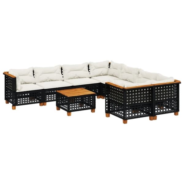 vidaXL sofasæt til haven 9 dele med hynder polyrattan sort