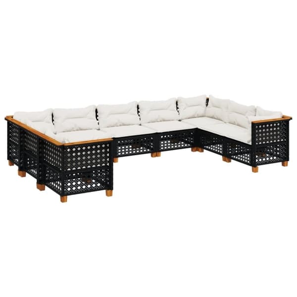vidaXL sofasæt til haven 9 dele med hynder polyrattan sort