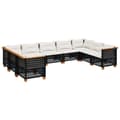 Miniatyrbillede 1 af 9: vidaXL sofasæt til haven 9 dele med hynder polyrattan sort