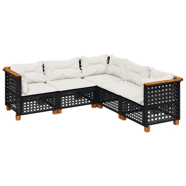 vidaXL sofasæt til haven 5 dele med hynder polyrattan sort