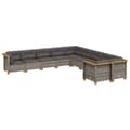 Miniatyrbillede 2 af 9: vidaXL sofasæt til haven 10 dele med hynder polyrattan grå