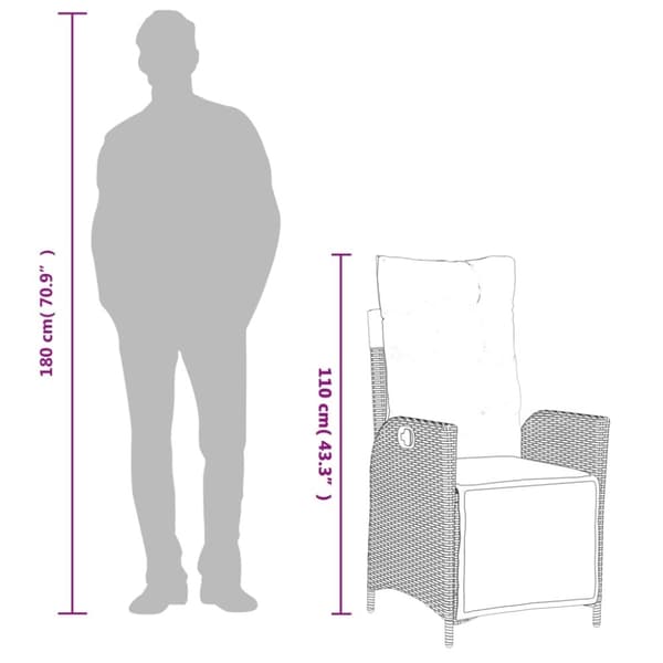 vidaXL spisebordssæt til haven 9 dele med hynder polyrattan beige