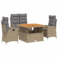 Miniatyrbillede 1 af 11: vidaXL spisebordssæt til haven 4 dele med hynder polyrattan beige