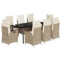 Miniatyrbillede 2 af 11: vidaXL spisebordssæt til haven 9 dele med hynder polyrattan beige