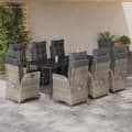 Miniatyrbillede 1 af 10: vidaXL spisebordssæt til haven 9 dele med hynder polyrattan lysegrå