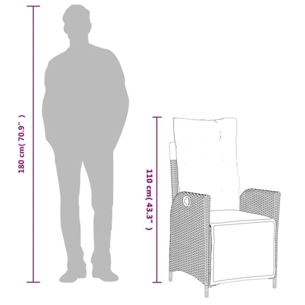 vidaXL spisebordssæt til haven 3 dele med hynder polyrattan beige